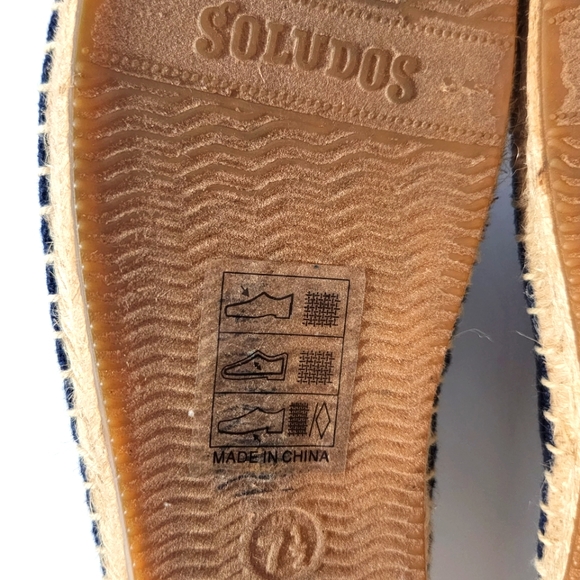 Soludos Blue White Embroidered Espidril Mule Flats Beach Boho Size 7.5 - Picture 10 of 10